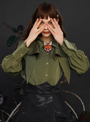 French retro detachable cloak shirt