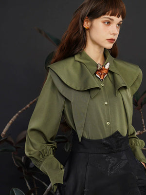French retro detachable cloak shirt