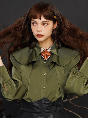 French retro detachable cloak shirt