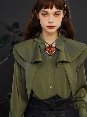 French retro detachable cloak shirt