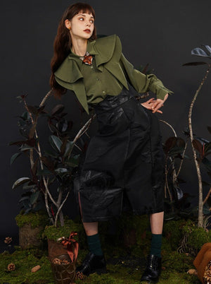 French retro detachable cloak shirt