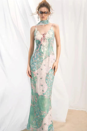 French Retro Lace Patchwork Dress