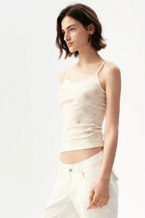French Retro Print Knit Vest