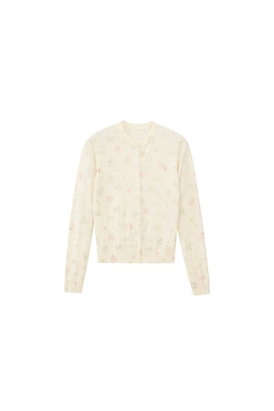 French Retro Printed Cropped Wool T-Shirt