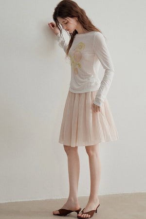 French Ruched A-Line Skirt