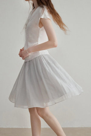 French Ruched A-Line Skirt