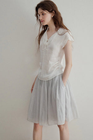 French Ruched A-Line Skirt