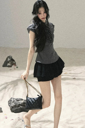 French Ruffle Puff Sleeve Top