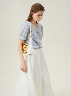 French Ruffle V-Neck Shirt
