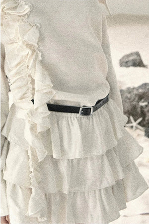 French Ruffled Off-Shoulder Dress