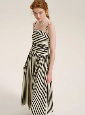 French Stitched Striped Slip Dress