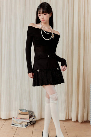 French Straight Shoulder Slim Top