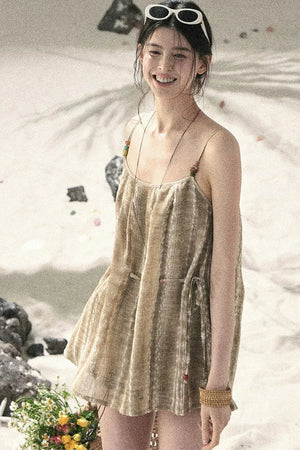 French Striped Embroidered Camisole
