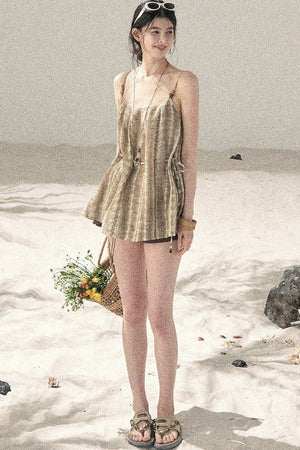 French Striped Embroidered Camisole