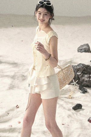 French Style Lace Hollow-Out Blouse