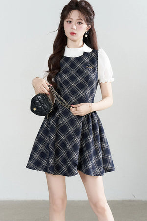 French Style Pleated Belt Dress
