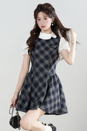 French Style Pleated Belt Dress