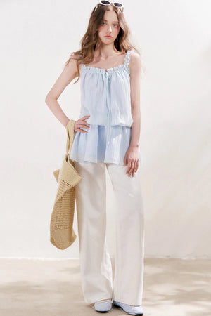French Style Puff Sleeve Ruffle Trim Cardigan and Dress Set