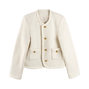 French Style Wool Tweed Top Coat