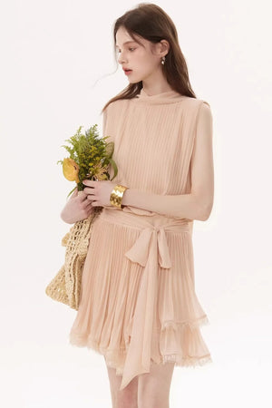 French Textured Bow Dress