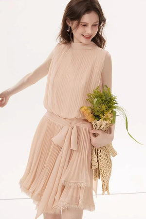 French Textured Bow Dress