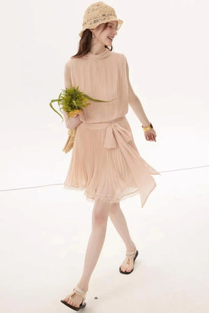 French Textured Bow Dress