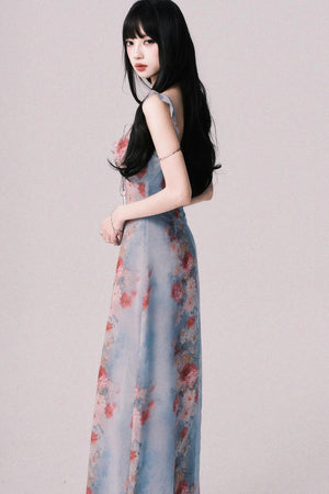 French V-Neck Halter Dress