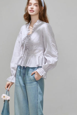 French V-Neck Top