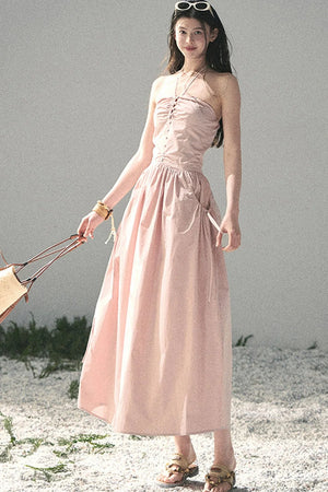 French Vibe Halter Dress