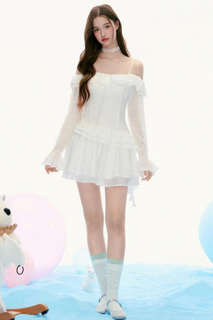 French Vintage Lace Long-Sleeved Dress