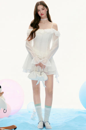 French Vintage Lace Long-Sleeved Dress