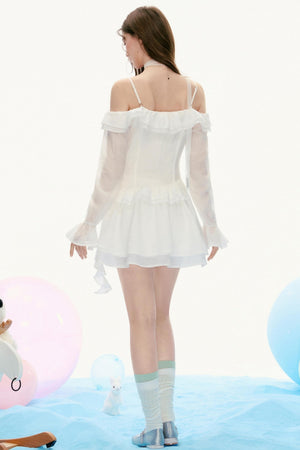 French Vintage Lace Long-Sleeved Dress