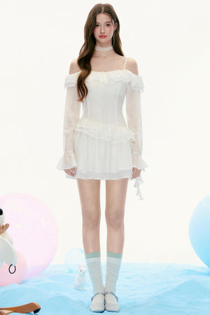 French Vintage Lace Long-Sleeved Dress