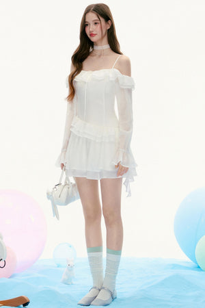 French Vintage Lace Long-Sleeved Dress