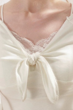 French Wave Lace Bow Blouse