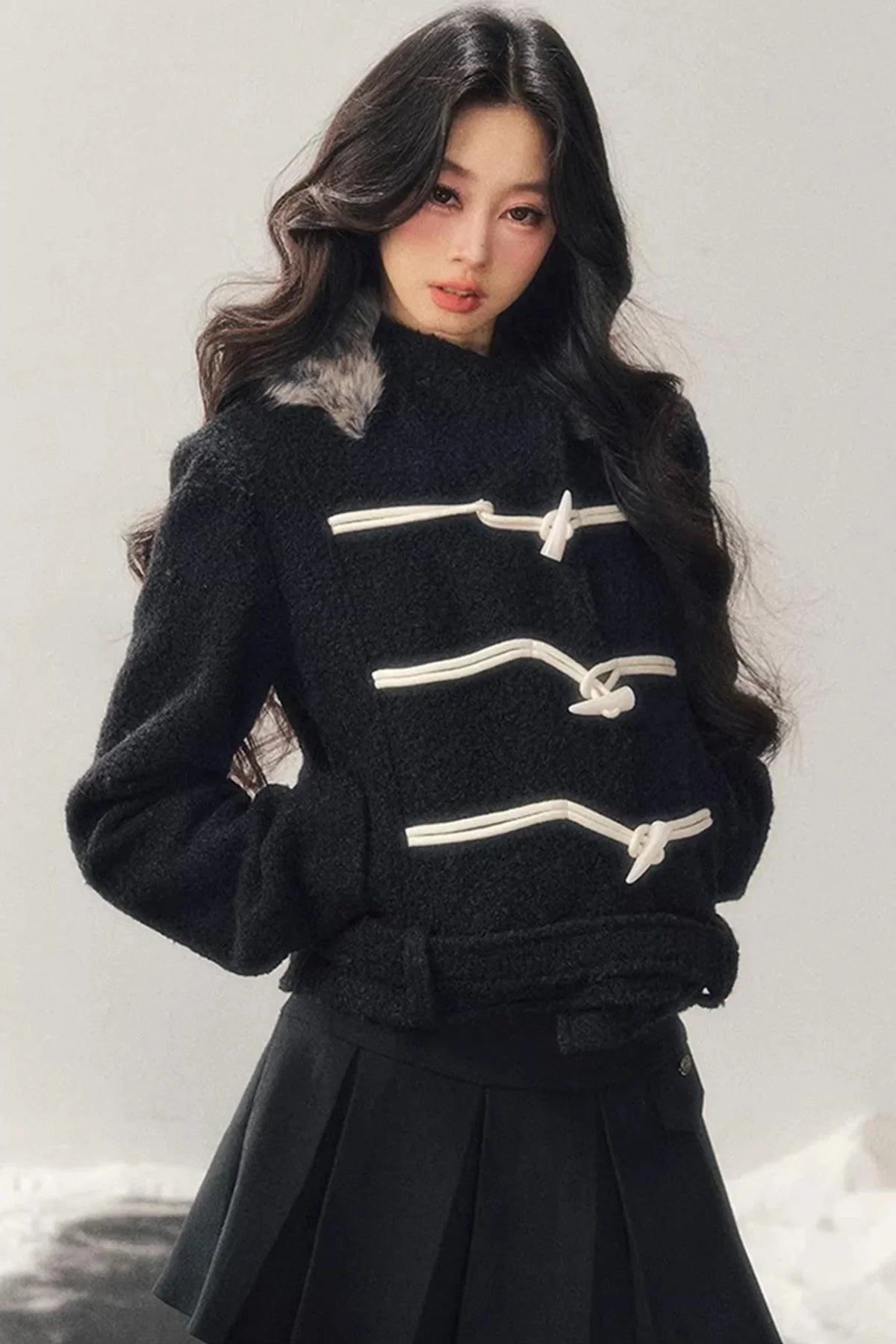 French Woolen Hooded Coat