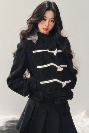French Woolen Hooded Coat