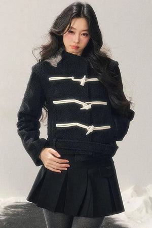 French Woolen Hooded Coat