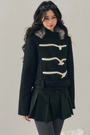 French Woolen Hooded Coat