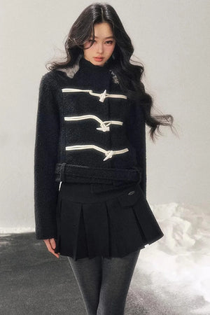 French Woolen Hooded Coat