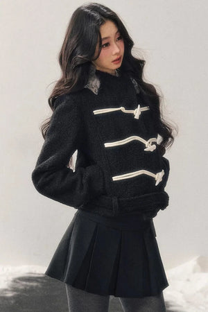 French Woolen Hooded Coat