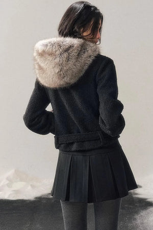 French Woolen Hooded Coat