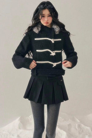 French Woolen Hooded Coat