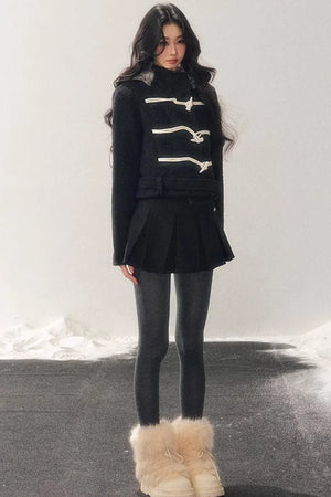 French Woolen Hooded Coat