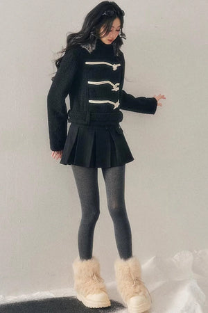 French Woolen Hooded Coat