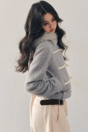 French Woolen Hooded Coat