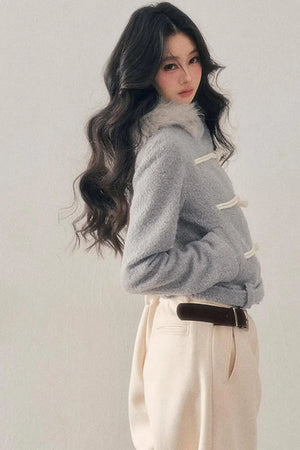 French Woolen Hooded Coat