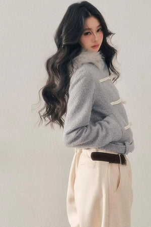 French Woolen Hooded Coat
