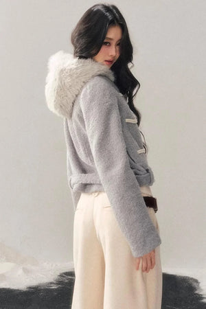 French Woolen Hooded Coat