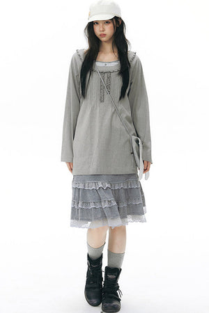 Front Chest Tuck Webbing Raglan Knit T-Shirt